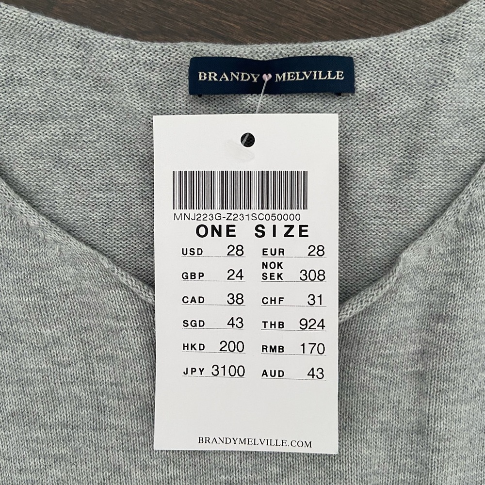 Brandy melville 100% cotton knit sweater grey